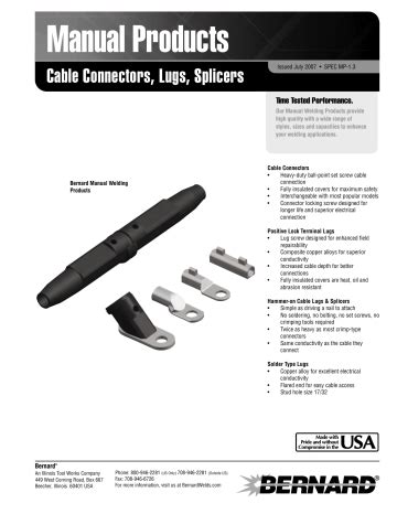 Bernard Cable Connectors Manual pdf manual